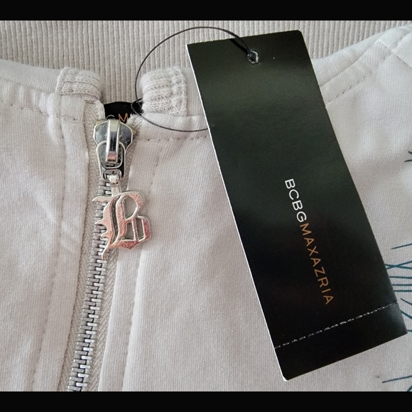 BNWT Y2K Women's Med BCBGMaxAzria Canvas Colored Bedazzled Blue Peacock Hoodie - Picture 7 of 12